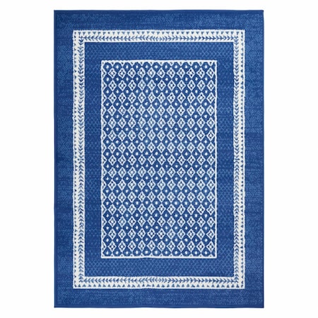 Homeroots 5 x 7 ft. Navy & Ivory Geometric Area Rug 385884